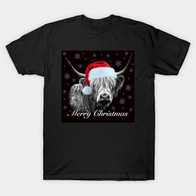 Festive Highland Cow T-Shirt by Jane Braat